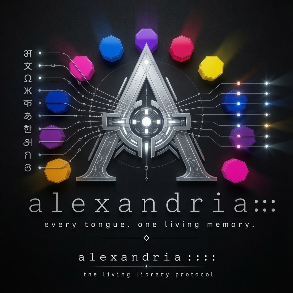 alexandria — every tongue. one living memory.