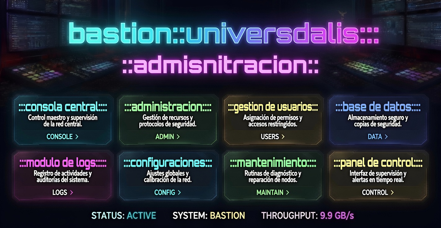 Bastion Universalis administration console, users, data, logs